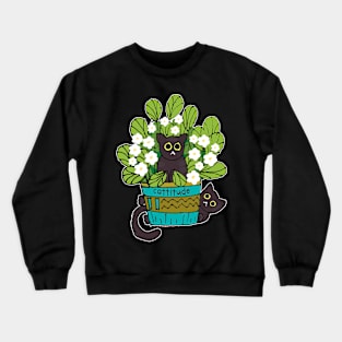 Two cute black cats in planter Crewneck Sweatshirt